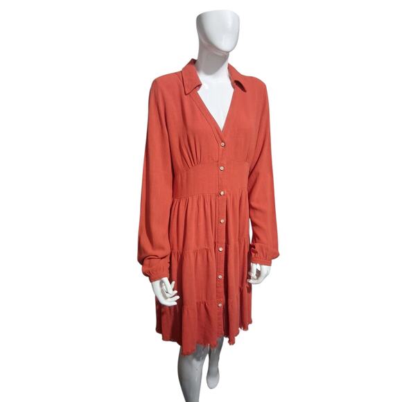 Umgee Nwt Women's size Medium Linen Boho Tiered Milkmaid Raw Hem Western Dress - Picture 1 of 11